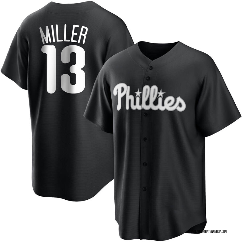 Brad Miller Men's Philadelphia Phillies Jersey - Black/White Replica