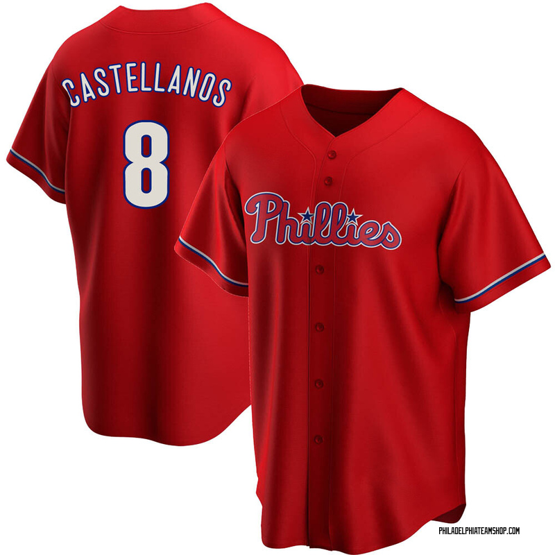 Nike / Men's Philadelphia Phillies Nick Castellanos #8 Cream Alternate Cool  Base Jersey