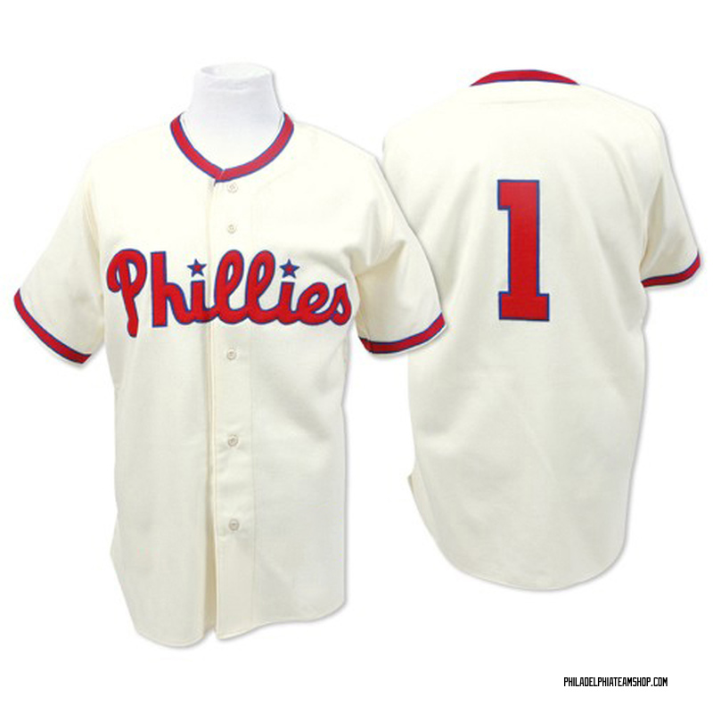 Men's Mitchell and Ness Philadelphia Phillies Richie Ashburn White /Red  Strip Throwback Jersey - Replica